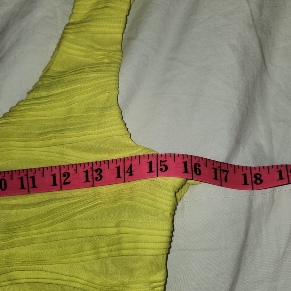 FOREVER21 Florescent yellow bodycon dress with black waist detail in size MED - Picture 13 of 15